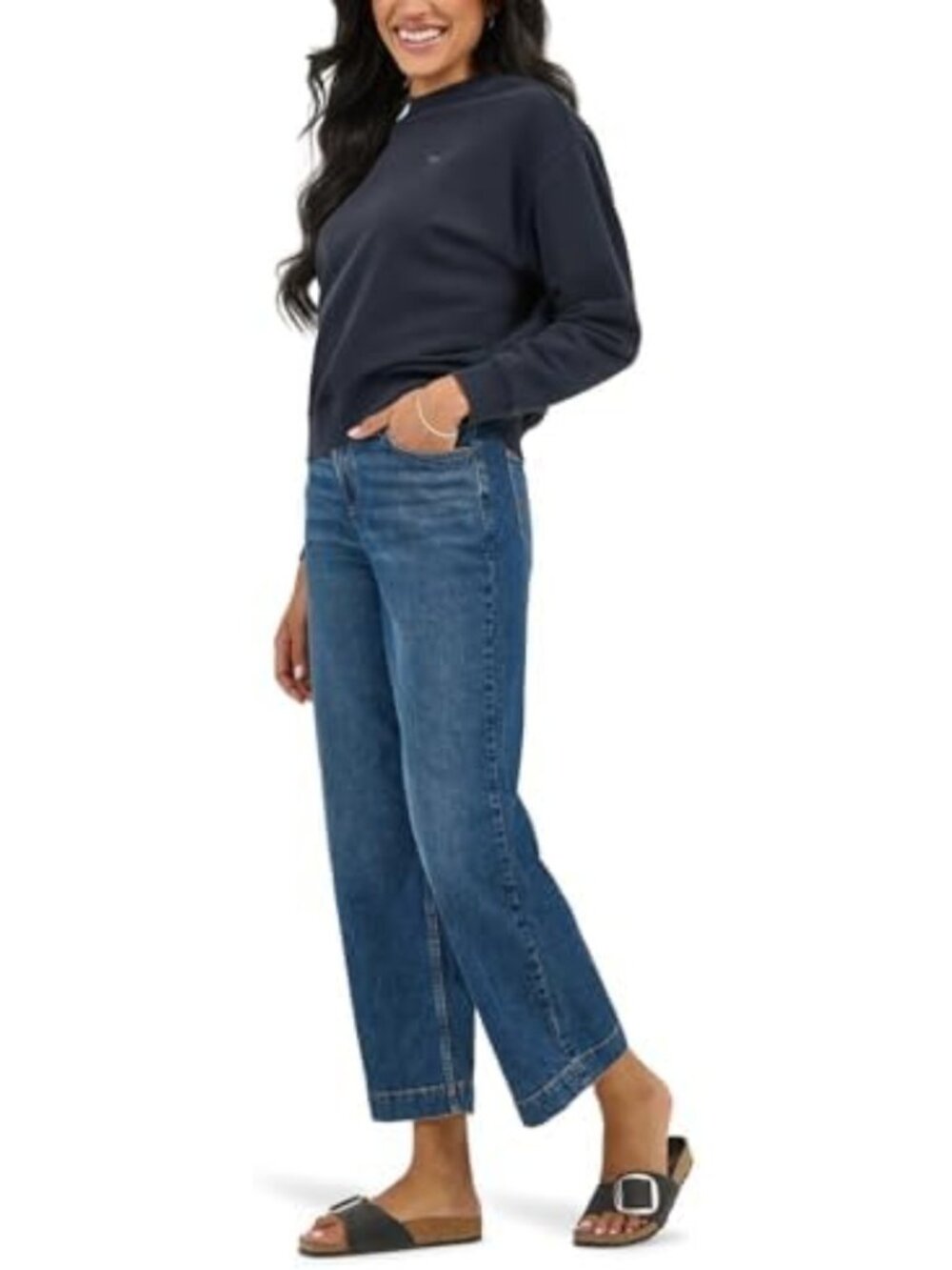 Wide Leg Crop Jeans for Women - 26" Length, Stylish & Comfortable Fit - Picture 4 of 6